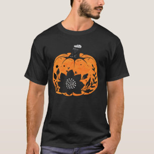 Camiseta Boho Halloween Pumpkin Art Outubro Spooky Veg Carv