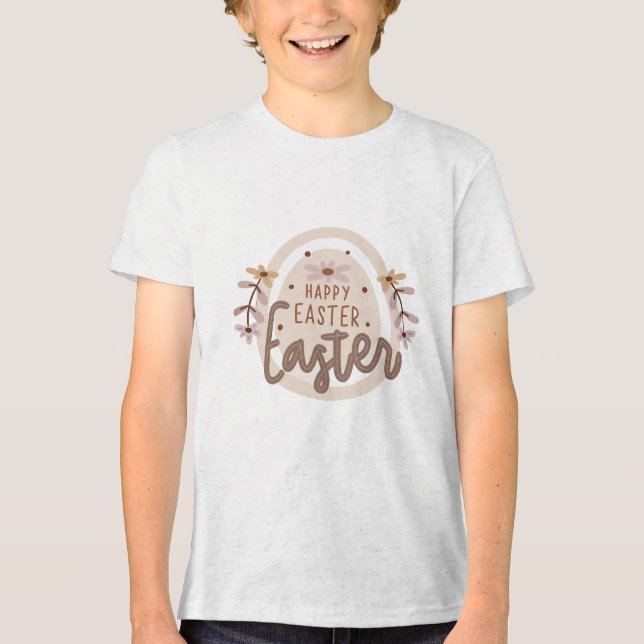 Camiseta Boho Happy Easter Floral Egg Pastel Spring Illustr (Frente)