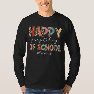 Camiseta Boho Leopard Para A Vida Feliz Primeiro Dia da Esc