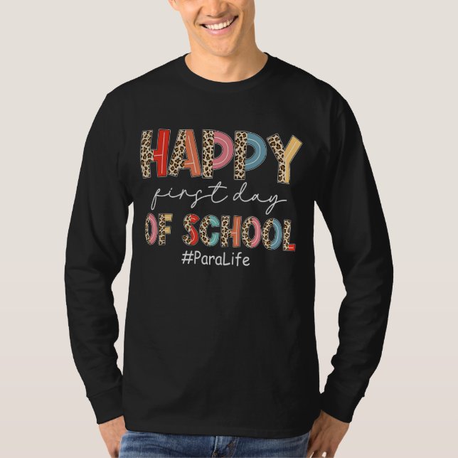 Camiseta Boho Leopard Para A Vida Feliz Primeiro Dia da Esc (Frente)