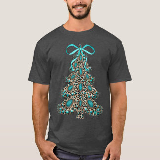 Camiseta Boho Leopardo Árvore de Natal Estampa de Guepardo 