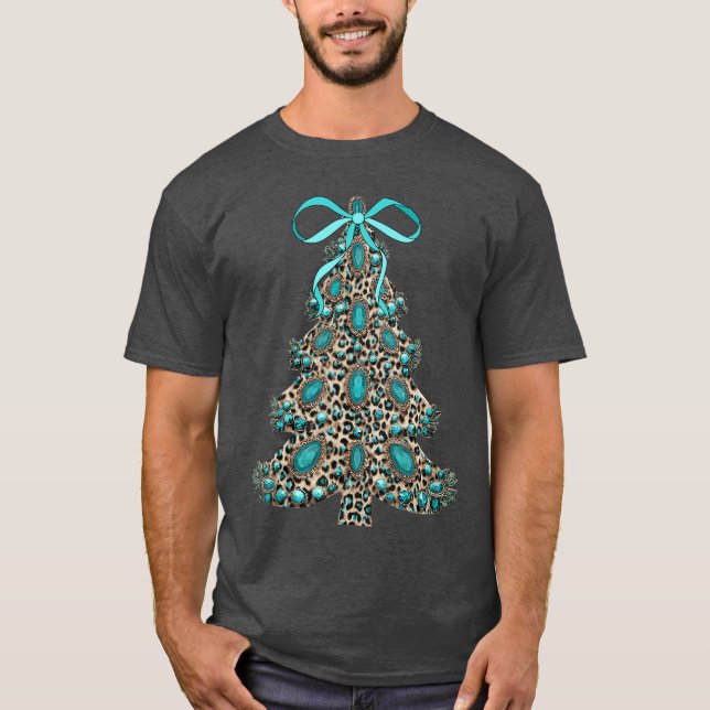 Camiseta Boho Leopardo Árvore de Natal Estampa de Guepardo  (Frente)