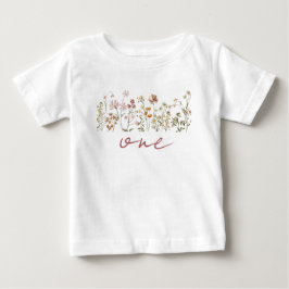 Camiseta Boho Little Wilflower primeiro aniversario Baby