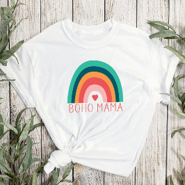 Camiseta Boho Mama Arco-íris Moderno Cores Brilhantes Tendê