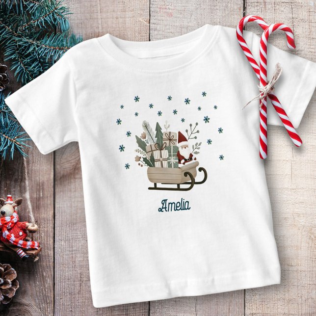 Camiseta Boho Papais noeis em Sleigh com Dons Snowflakes Na (Criador carregado)