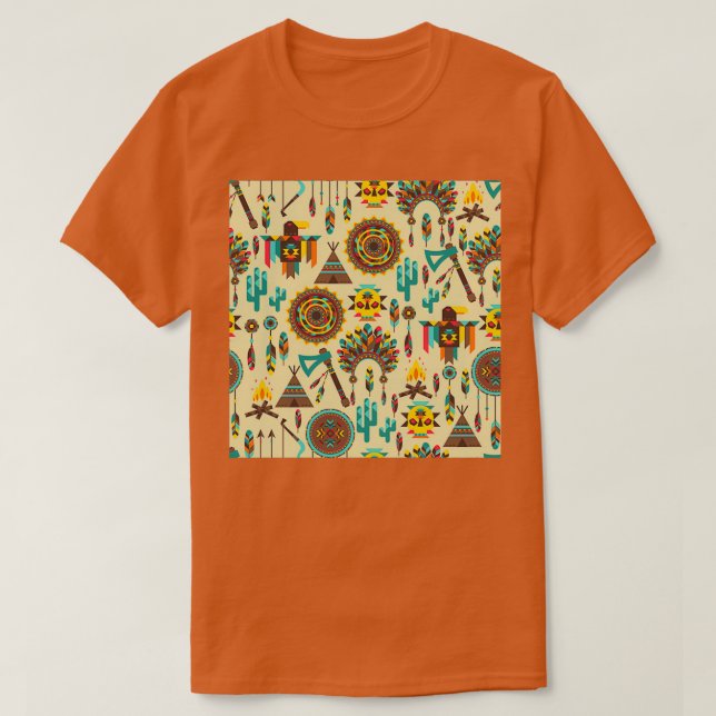 Camiseta Boho Pow (Estilo Americano Nativo) (Frente do Design)