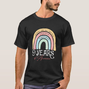 Camiseta Boho Rainbow 9º aniversário 9 anos é incrível desd