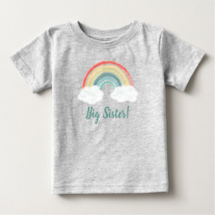 Camiseta Boho Rainbow Chá de fraldas Big Sister