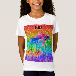 Camiseta Boho Rainbow Cute Girls Glitter Unicorn Kids