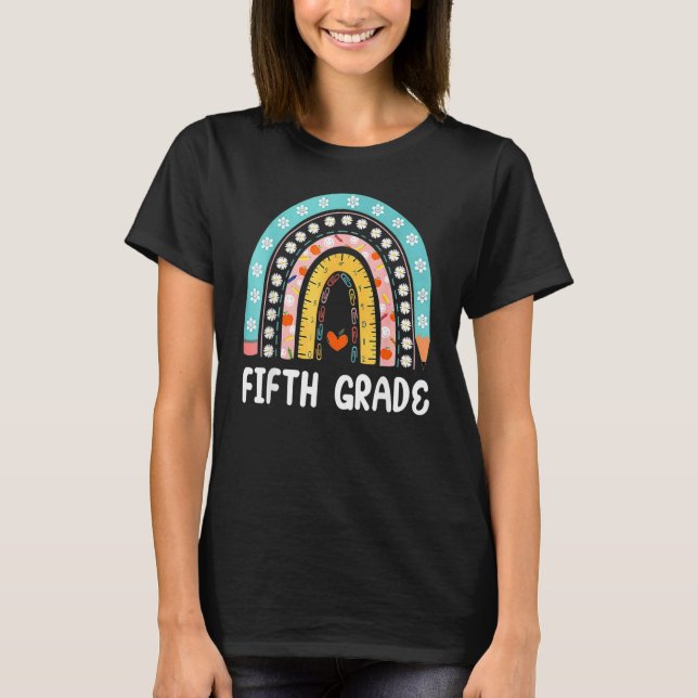 Camiseta Boho Rainbow Fifth Grade Student Teacher Back To S (Frente)