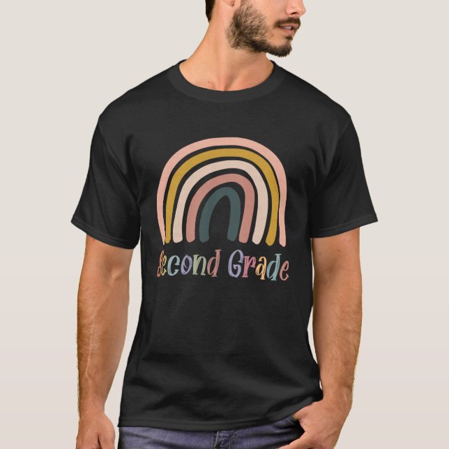 Camiseta Boho Rainbow First Day of School 2021 Second Grade (Frente)