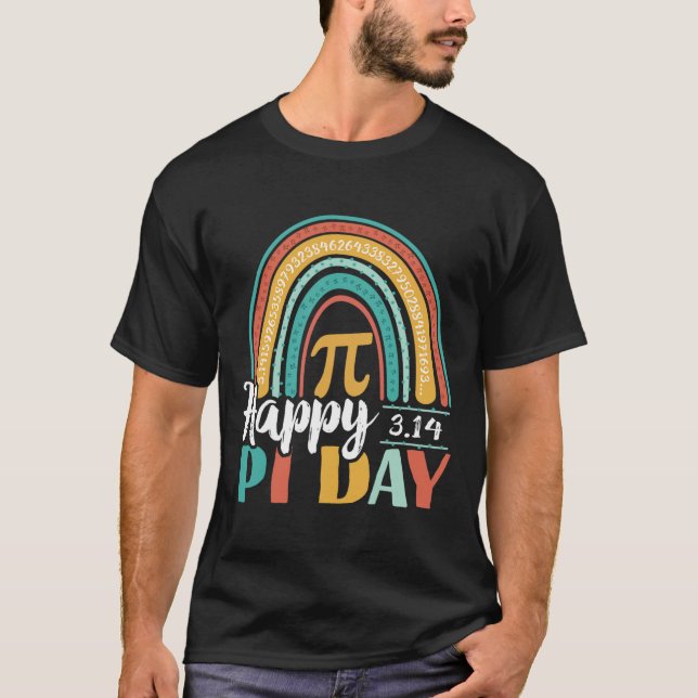 Camiseta Boho Rainbow Happy Pi Day 3.14 Geek Matemático (Frente)
