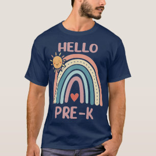 Camiseta Boho Rainbow Heart For Teachers Women Hello PreK
