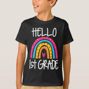 Camiseta Boho Rainbow Hello Classe 1rua no Primeiro Dia de