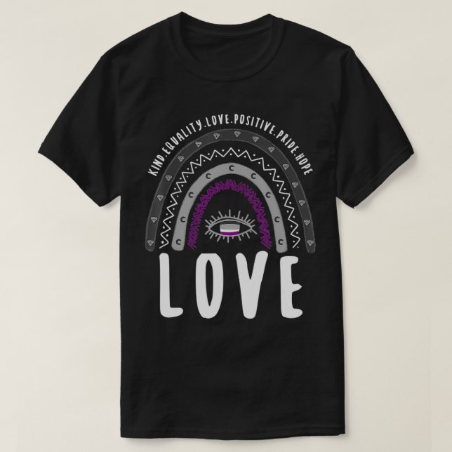 Camiseta Boho Rainbow Love Ace Pride (Frente do Design)