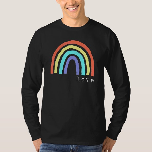 Camiseta Boho Rainbow Love Letters Pride Lbgtqia 1 (Frente)