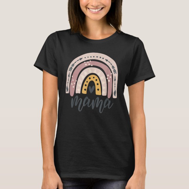 Camiseta Boho Rainbow Mama Mãe Mamãe Tee (Frente)