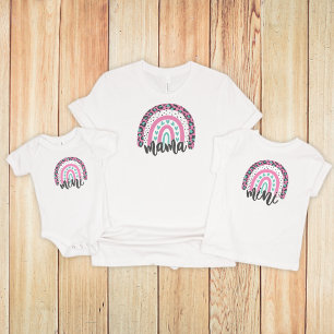 Camiseta Boho Rainbow Mama, Mamãe e Eu - Cor Personalizável
