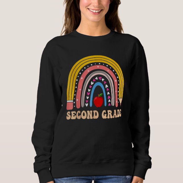 Camiseta Boho Rainbow Second Grade Student Teacher Back To  (Frente)