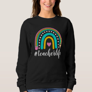 Camiseta Boho Rainbow Teacher Life Happy 100º Dia 100 Dias