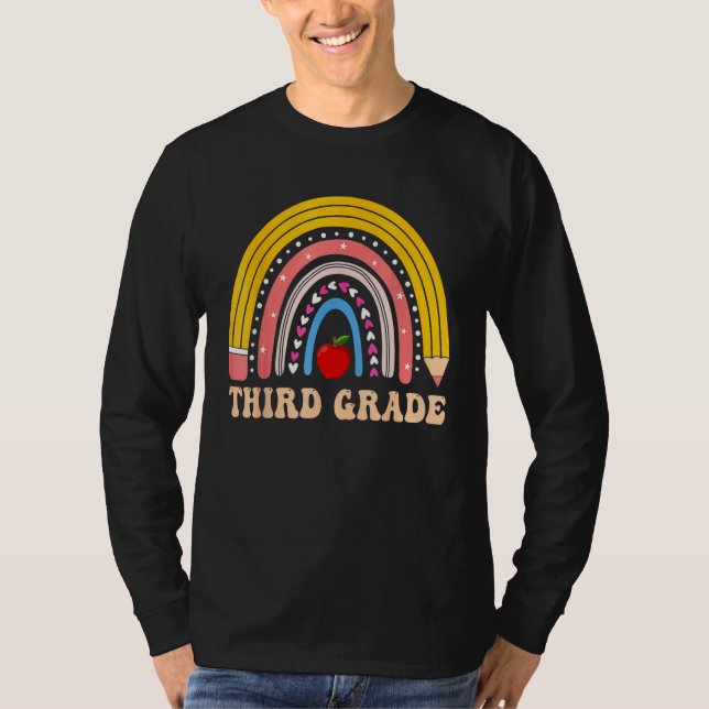 Camiseta Boho Rainbow Third Grade Student Teacher Back To S (Frente)