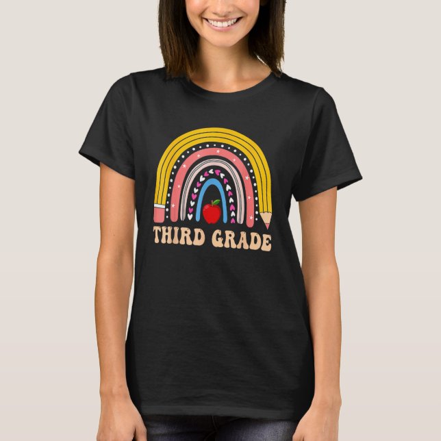Camiseta Boho Rainbow Third Grade Student Teacher Back To S (Frente)