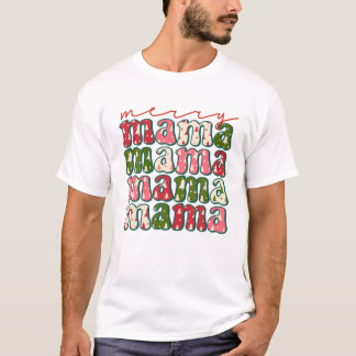 Camiseta Boho Retro Christmas Mama Mom Mother