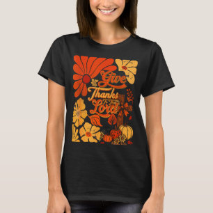 Camiseta Boho Retro Cristão Outono Abóbora Agradeça a T