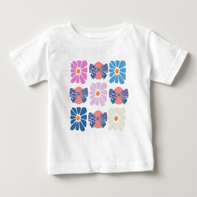 Camiseta Boho retro floral simples páscoa (Frente)