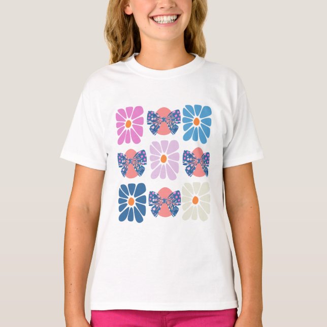 Camiseta Boho retro floral simples páscoa (Frente)