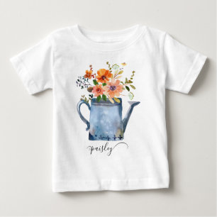 Camiseta Boho Rust Orange Watercolor Flowers Água Doce