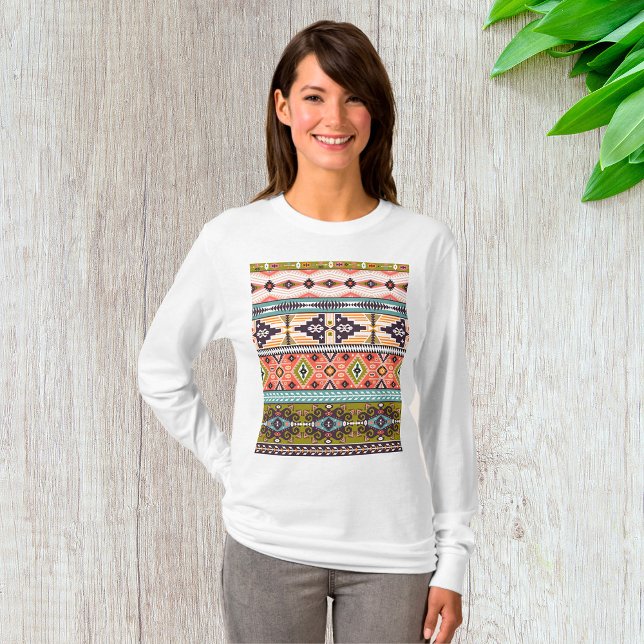 Camiseta Boho Tribal - Padrão Geométrico Sudoeste Aztec (Criador carregado)