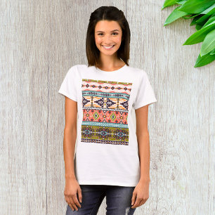 Camiseta Boho Tribal - Padrão Geométrico Sudoeste Aztec