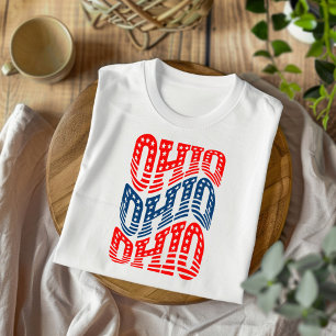 Camiseta Boho Vermelha e Azul Patriótica de Ohio 
