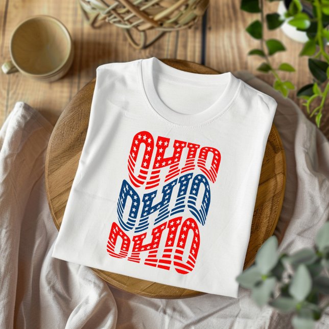 Camiseta Boho Vermelha e Azul Patriótica de Ohio  (Criador carregado)