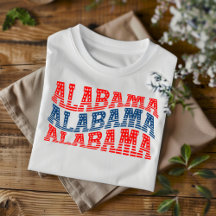 Camiseta Boho Vermelha e Azul Patriótica do Alabam