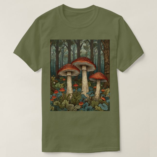 Camiseta Boho vintage cogumelos floresta (Frente do Design)