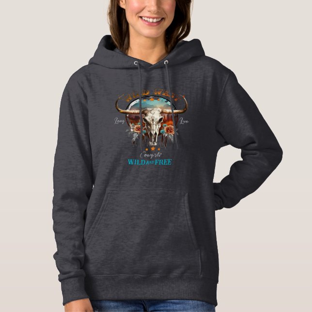 Camiseta Boho Wild and Free Dark Cinza Hoodie Sweatshirt (Frente)