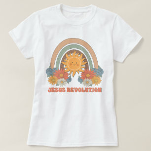 Camiseta Boho Wildflower Retro Sun Revolução Jesus