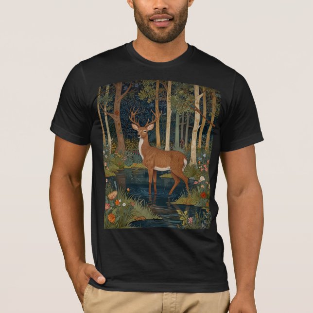Camiseta Boho Woodland Deer Impressão Rustic Forest Greener (Frente)