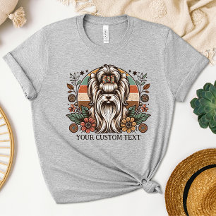 Camiseta Boho Yorkie Rustic Floral Vintage Mãe