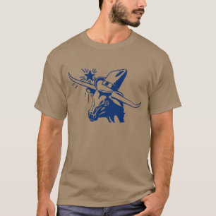 Camiseta Boi azul de Longhorn com chapéu de vaqueiro
