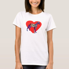 Camiseta Boi/Coração Vermelho do Cão Silhueta Italiana