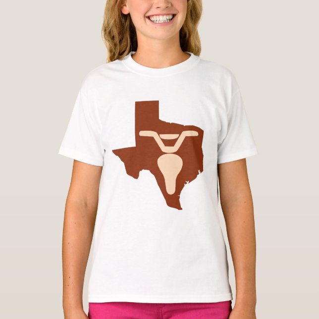 Camiseta Boi da bicicleta e silhueta de Texas (Frente)