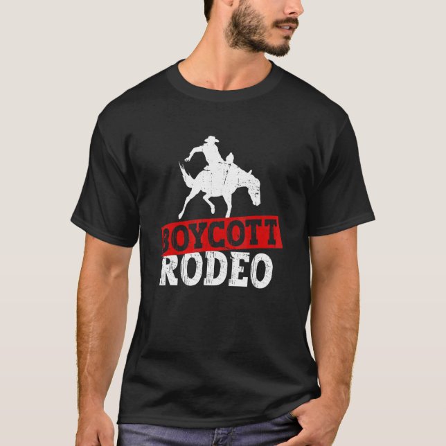 Camiseta Boicote Rodeio  Anti Rodeio Protesto Direitos dos  (Frente)