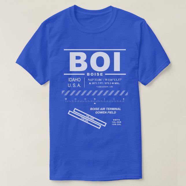 Camiseta Boise Air Terminal Gowen Field BOI (Frente do Design)