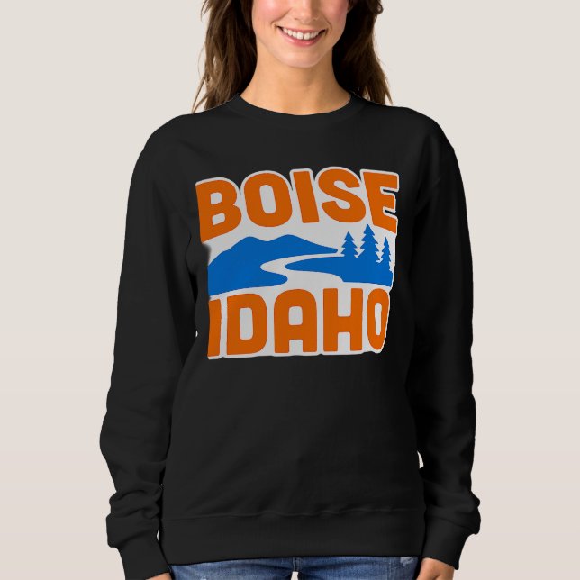 Camiseta Boise Idaho | Bold River, Mountain & Pine Tree (Frente)