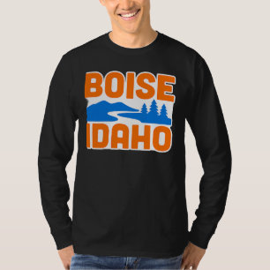 Camiseta Boise Idaho Bold River, Mountain & Pine Tree