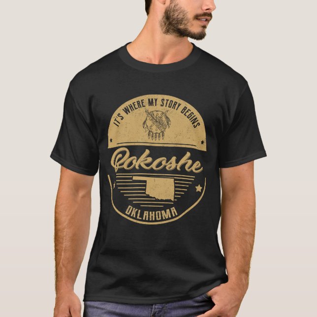 Camiseta Bokoshe Oklahoma É onde minha história começa (Frente)