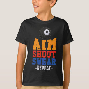 Camiseta Bola 8 do Jogador de Piscina Billiards Aim Shoe